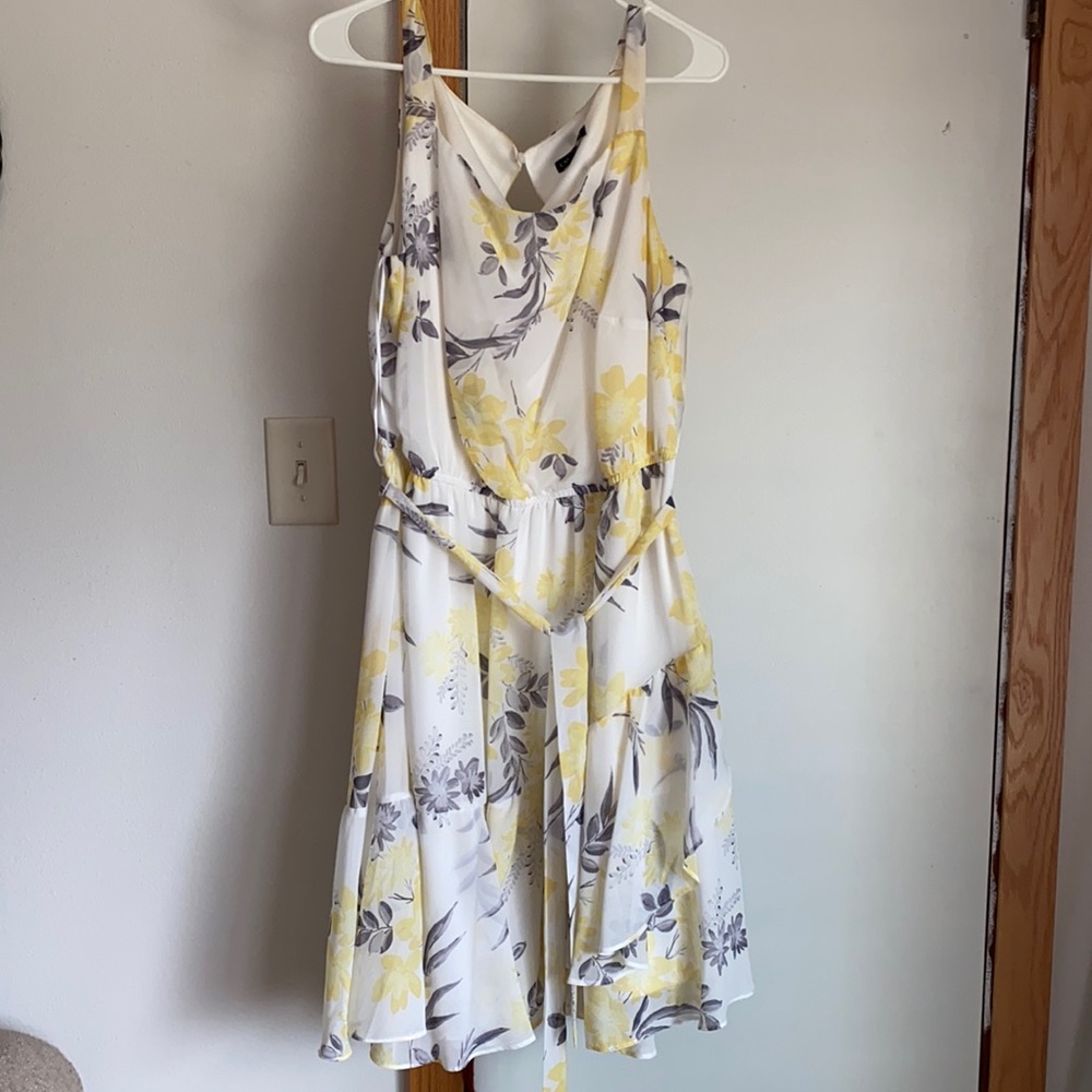 Lane Bryant Yellow and Grey Floral Dress